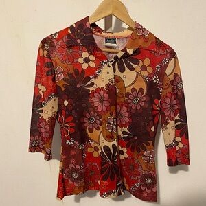 Twik from Simons Floral Multicolor 3/4 Sleeve Top